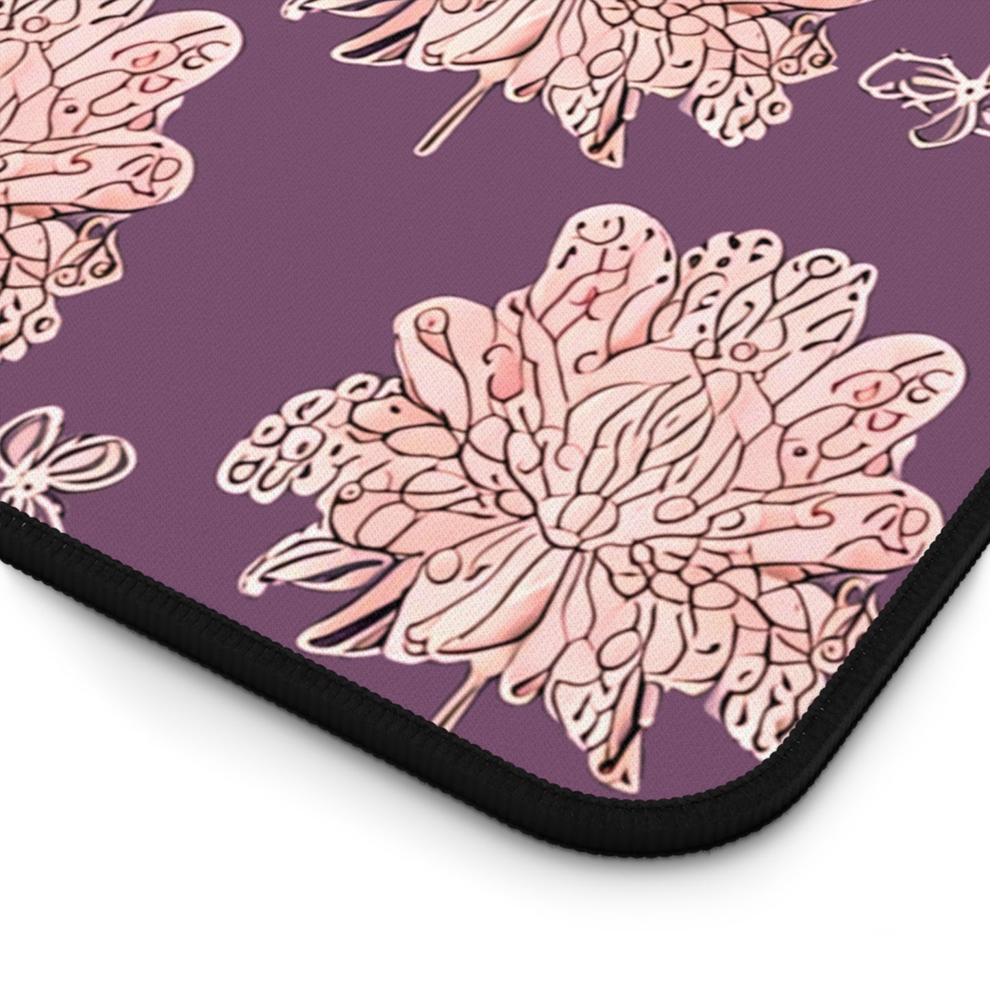 Pink Floral Butterflies 12" x 22" Desk Mat