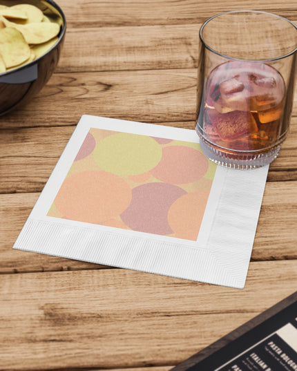Pastel Hot Peach Patches White Coined Napkins, 6.5" x 6.5"