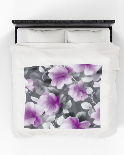 Purple Blossom Floral Bunch Velveteen Plush Blanket, 50" x 60"