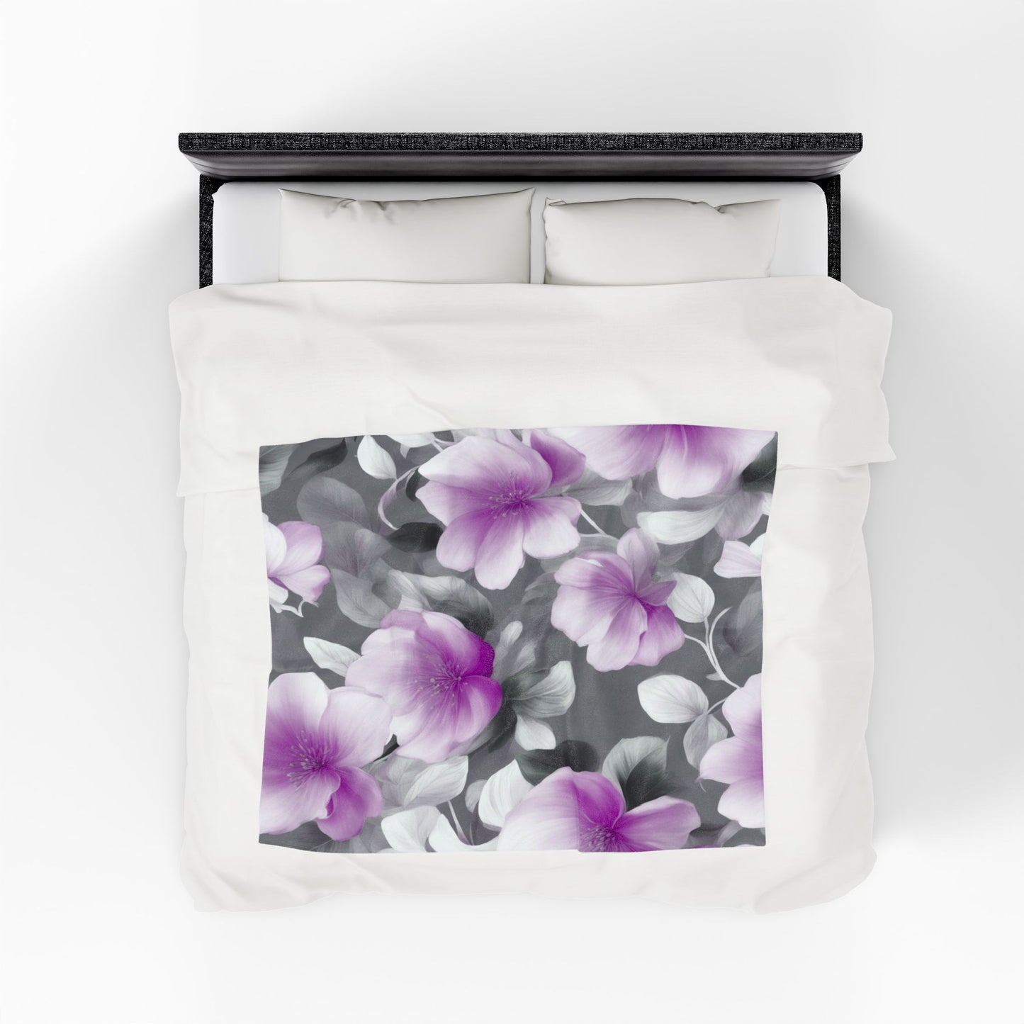 Purple Blossom Floral Bunch Velveteen Plush Blanket, 50" x 60"