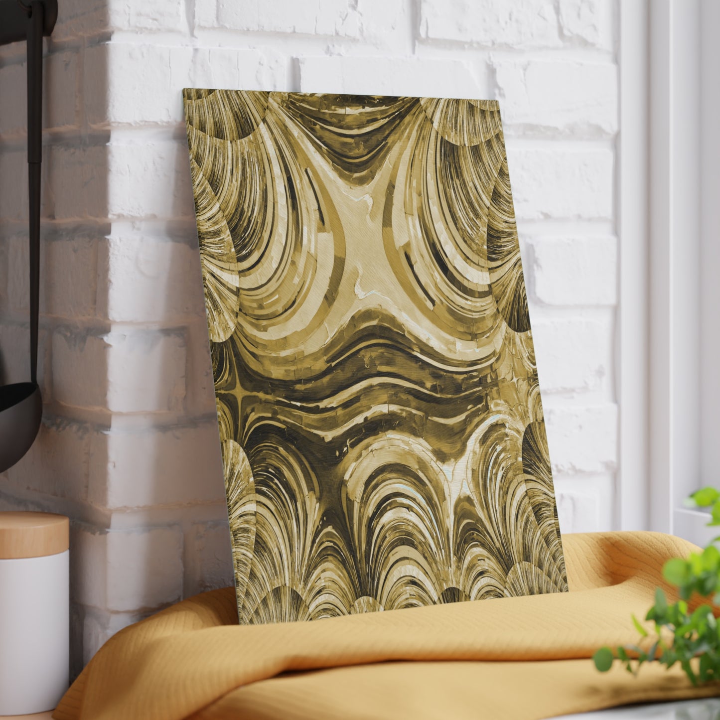 Uzi Spiral Light Brown Pastel 8" x 11" Glass Cutting Board