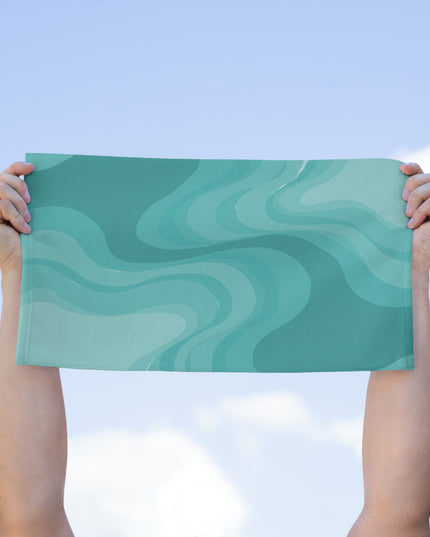 Tif Green Wavey Rally Towel, 11" x 18"