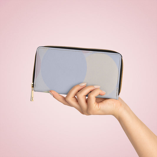 Pastel Soft Blue and Soft White Patches Elegant Abstract Zipper Wallet - Stylish & Functional Accessory for Everyday Use