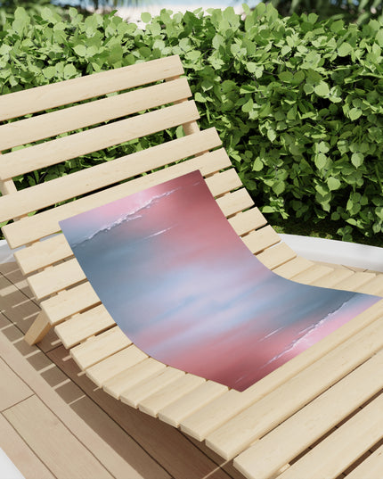 Gray Sea Pink Fog Beach Towel, 18" x 27"