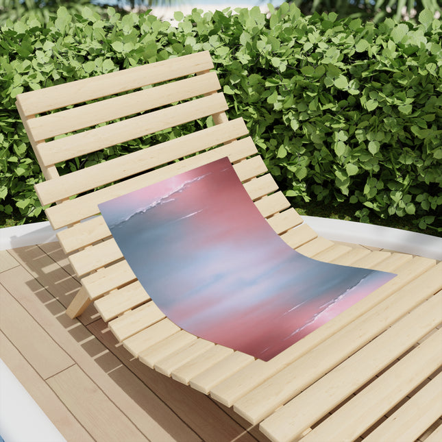 Gray Sea Pink Fog Beach Towel, 18" x 27"