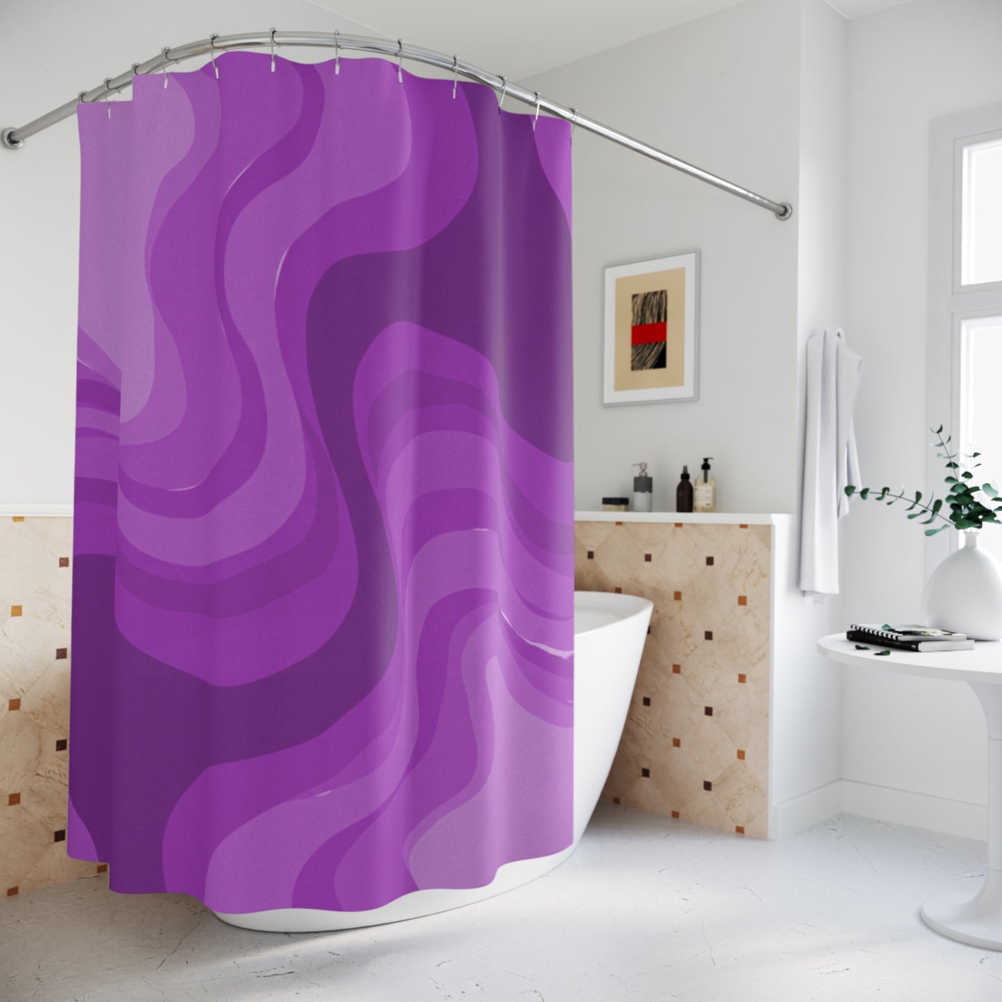 Wavey Purple Wavey Shower Curtains, 71" x 74"