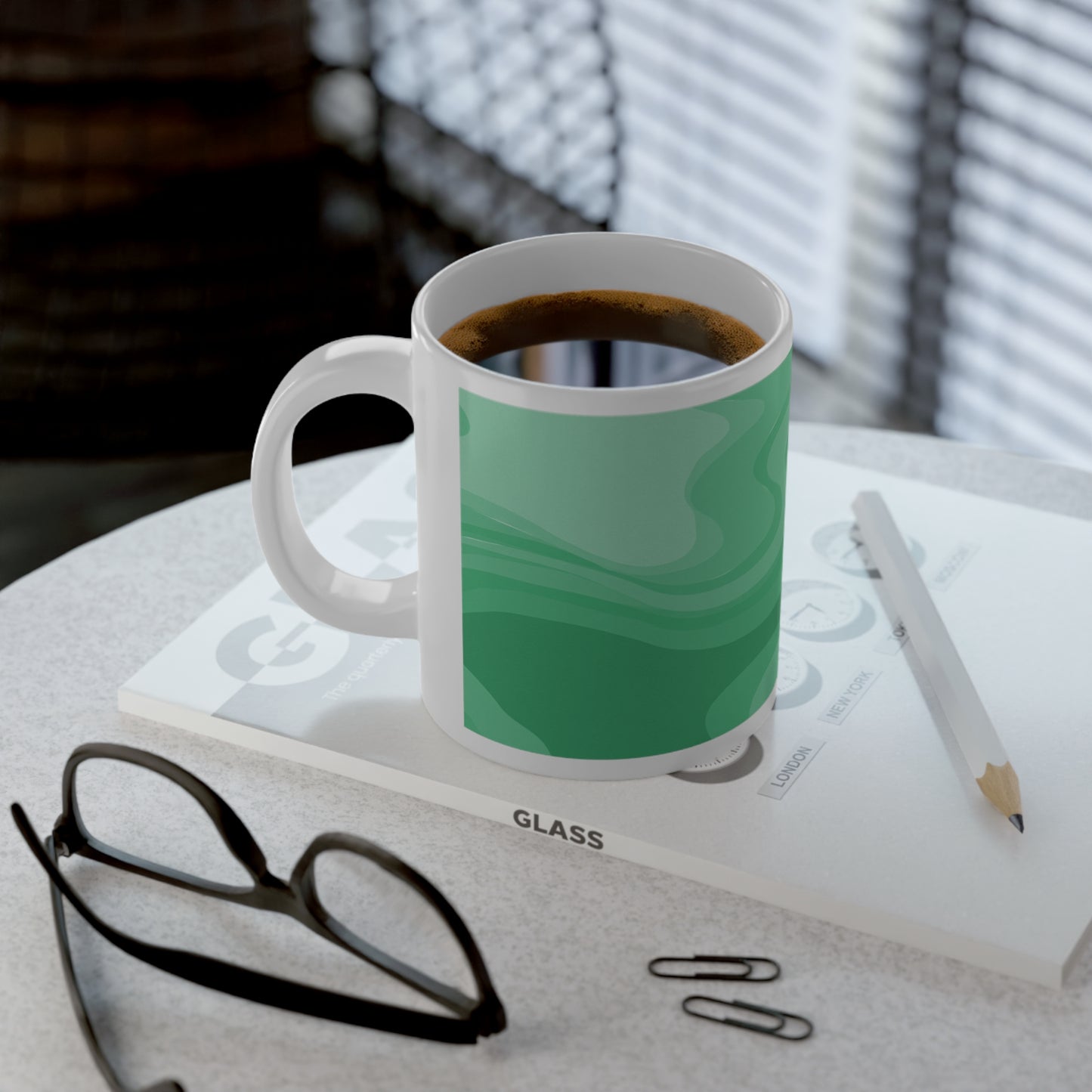 Mint Green Wavey 20 oz White Glossy Jumbo Mug