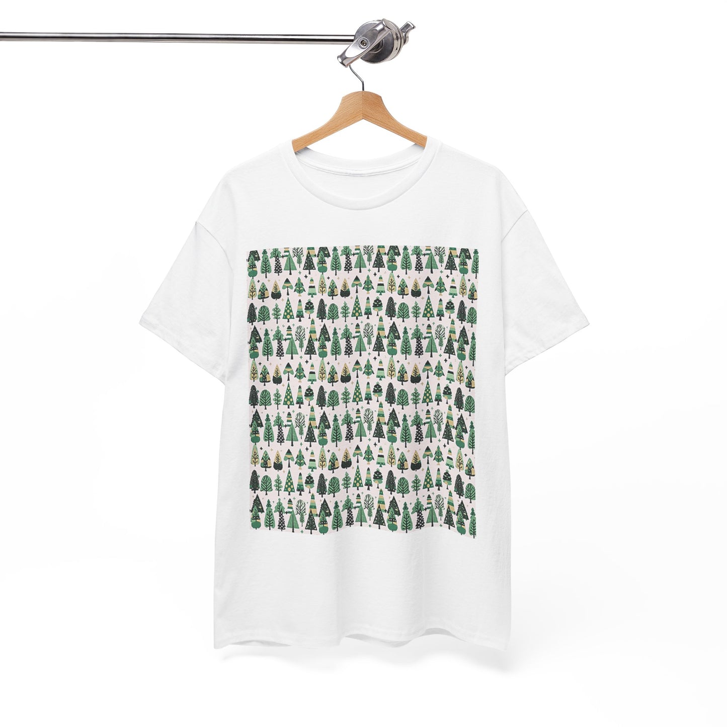 Mini Vintage Green Trees Unisex Heavy Cotton Tee, Small