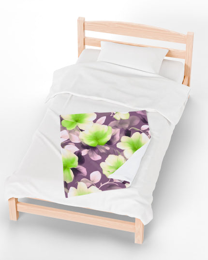 Lime Lavender Floral Bunch Velveteen Plush Blanket, 30" x 40"