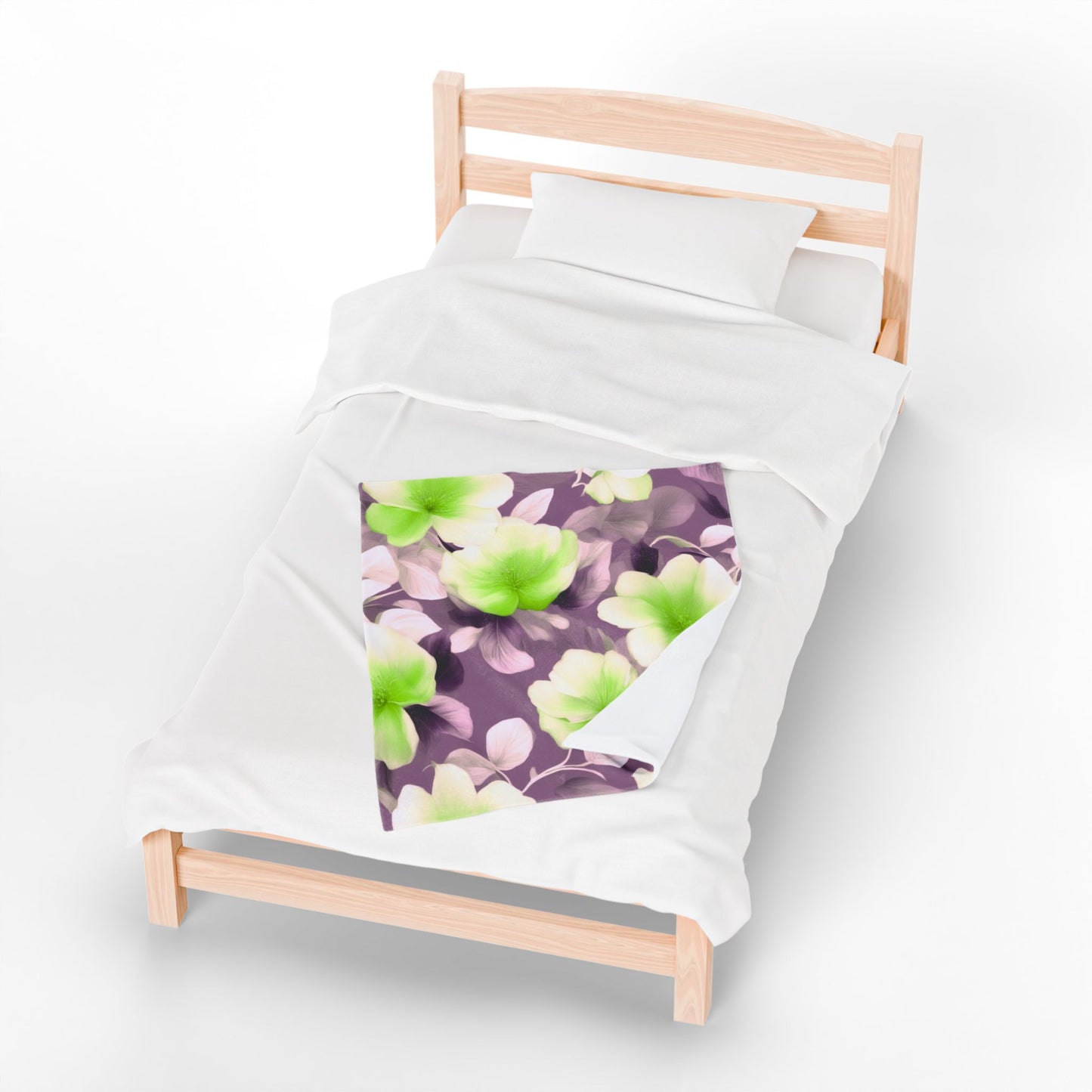 Lime Lavender Floral Bunch Velveteen Plush Blanket, 30" x 40"