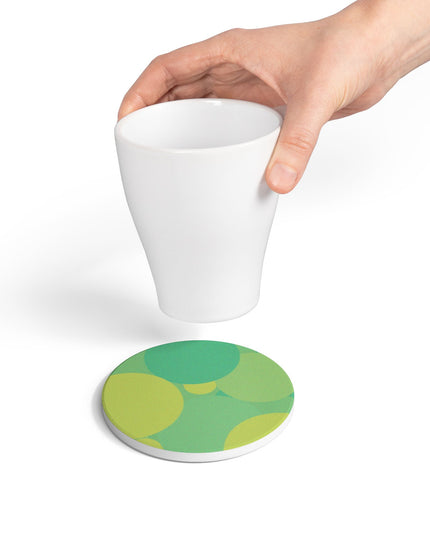 Pastel Green Patches 4" x 4" Round Ceramic Coaster