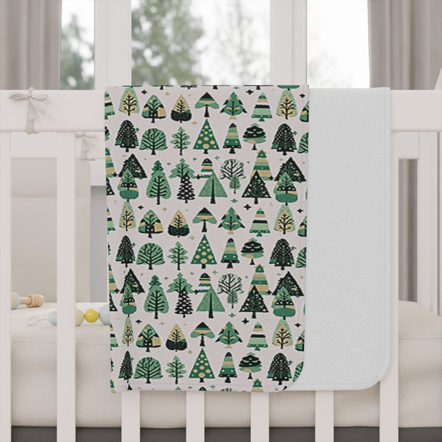 Mini Vintage Green Trees Toddler Blanket, 30" x 40"