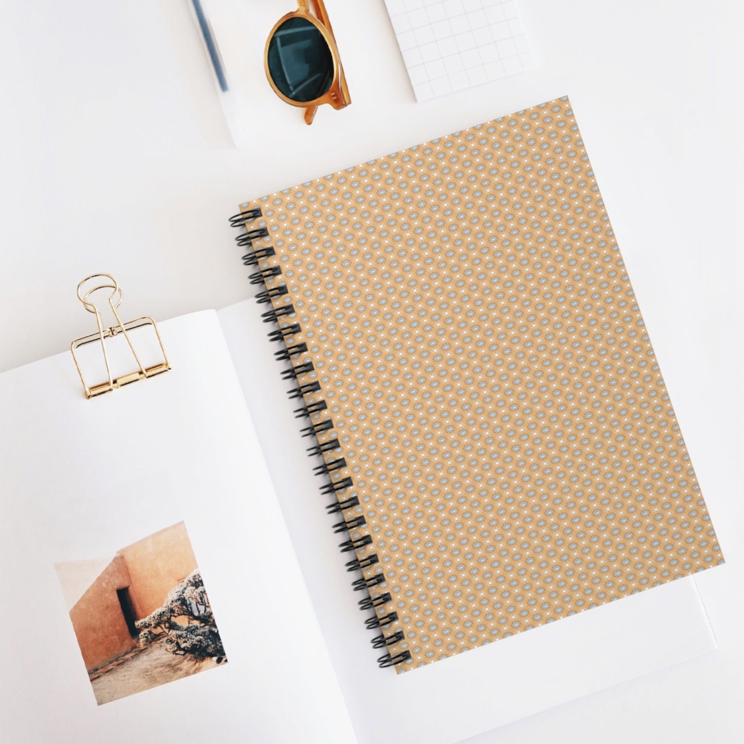Tan Sunset Star-crossed Bodies Spiral Notebook - Ruled Line, 6" x 8", 118 pages