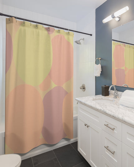 Pastel Hot Peach Patches Shower Curtains, 71" x 74"