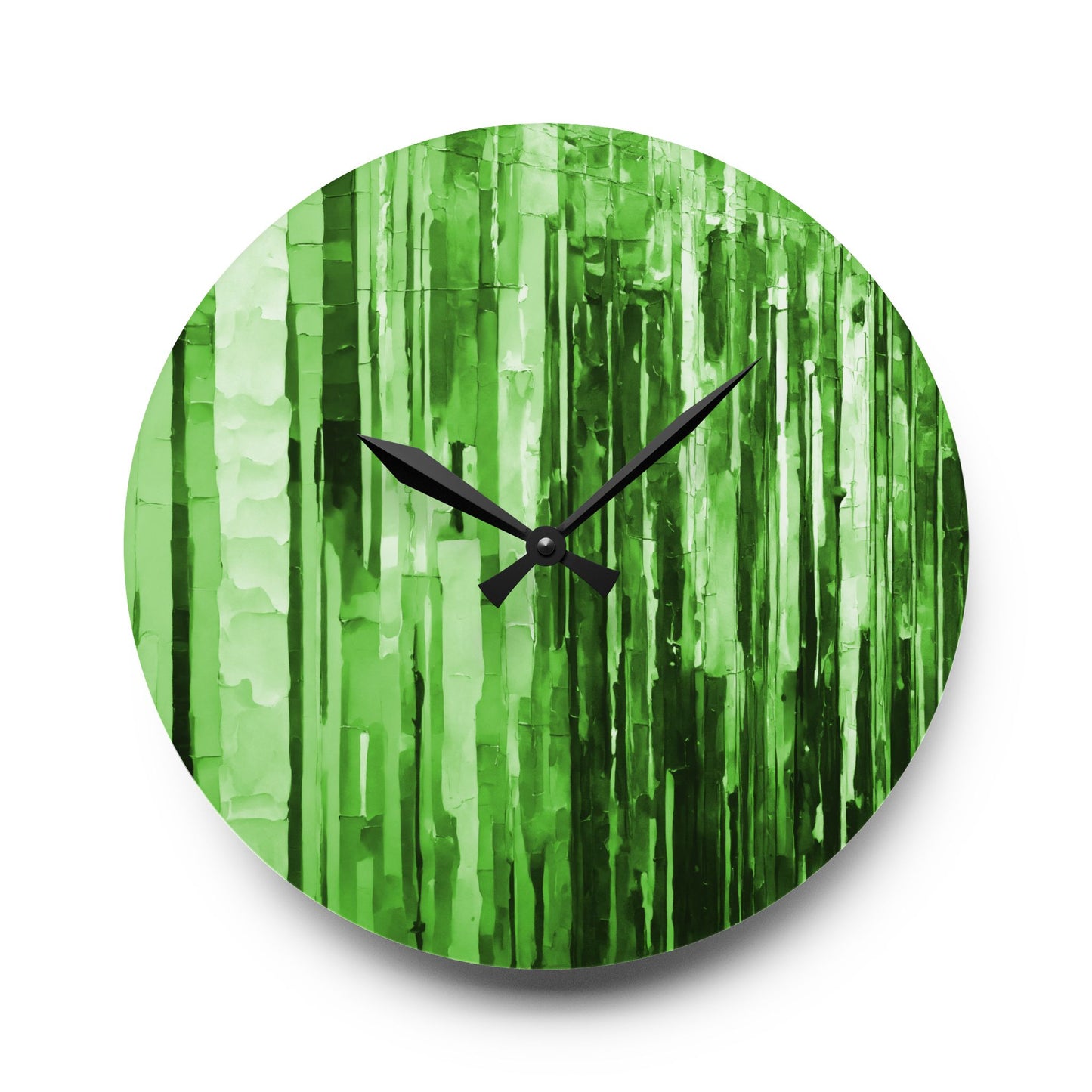Striped Mint Pastel Acrylic Wall Clock, Round or Square, 10.75" x 10.75"