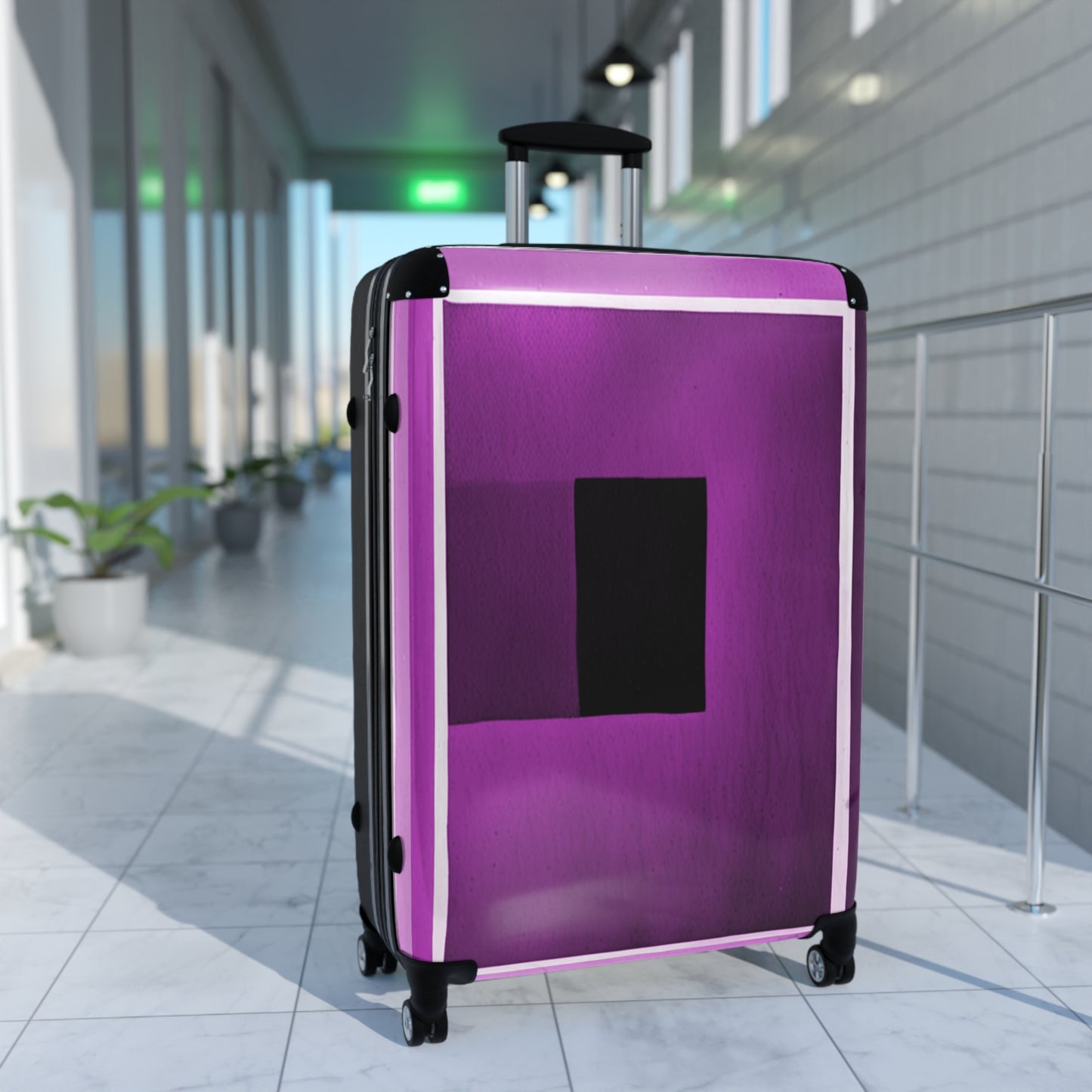 Magenta Shadow Large Suitcase with built in lock, 4 double-wheels, telescopic handle, and ABS back hard-shell