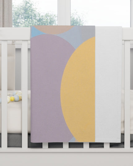 Pastel Baby Blue and Peach Patches Soft Fleece Baby Blanket, 30" x 40"
