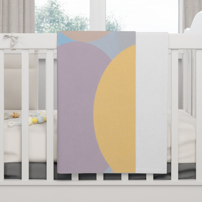 Pastel Baby Blue and Peach Patches Soft Fleece Baby Blanket, 30" x 40"