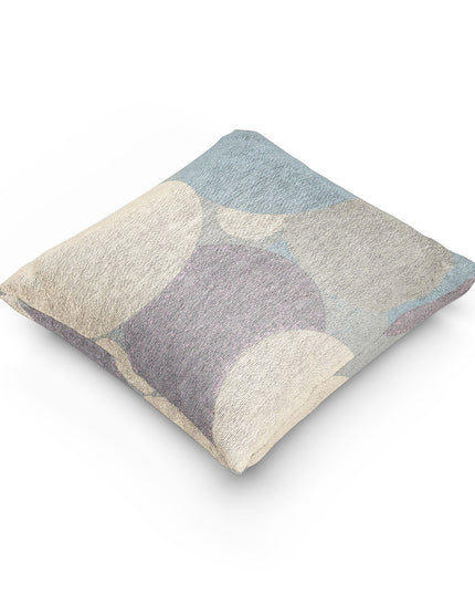 Pastel Blue and White Patches Woven Pillow, 17" x 18"