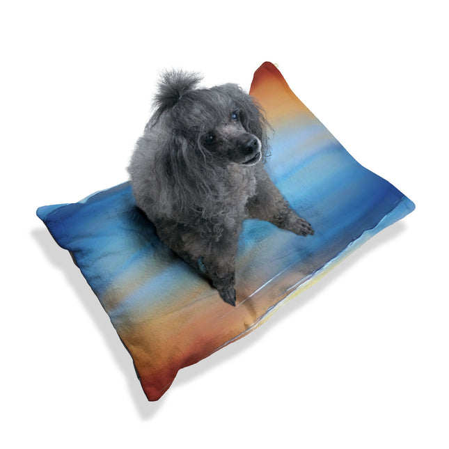 Blue Sea Red Orange Fog 28" × 18" Pet Bed