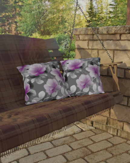 Red Blossom Floral Bunch Outdoor Pillow, 16" x 16"