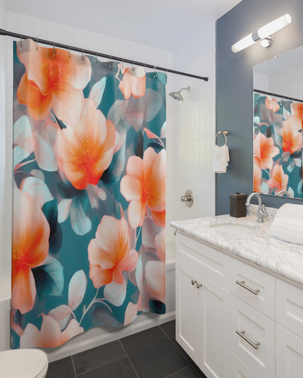 Orange Blossom Floral Bunch Shower Curtains, 71" x 74"