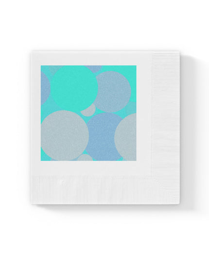 Pastel Tan and Tif Patches White Coined Napkins, 4.8" x 4.8"