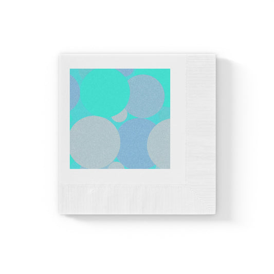 Pastel Tan and Tif Patches White Coined Napkins, 4.8" x 4.8"
