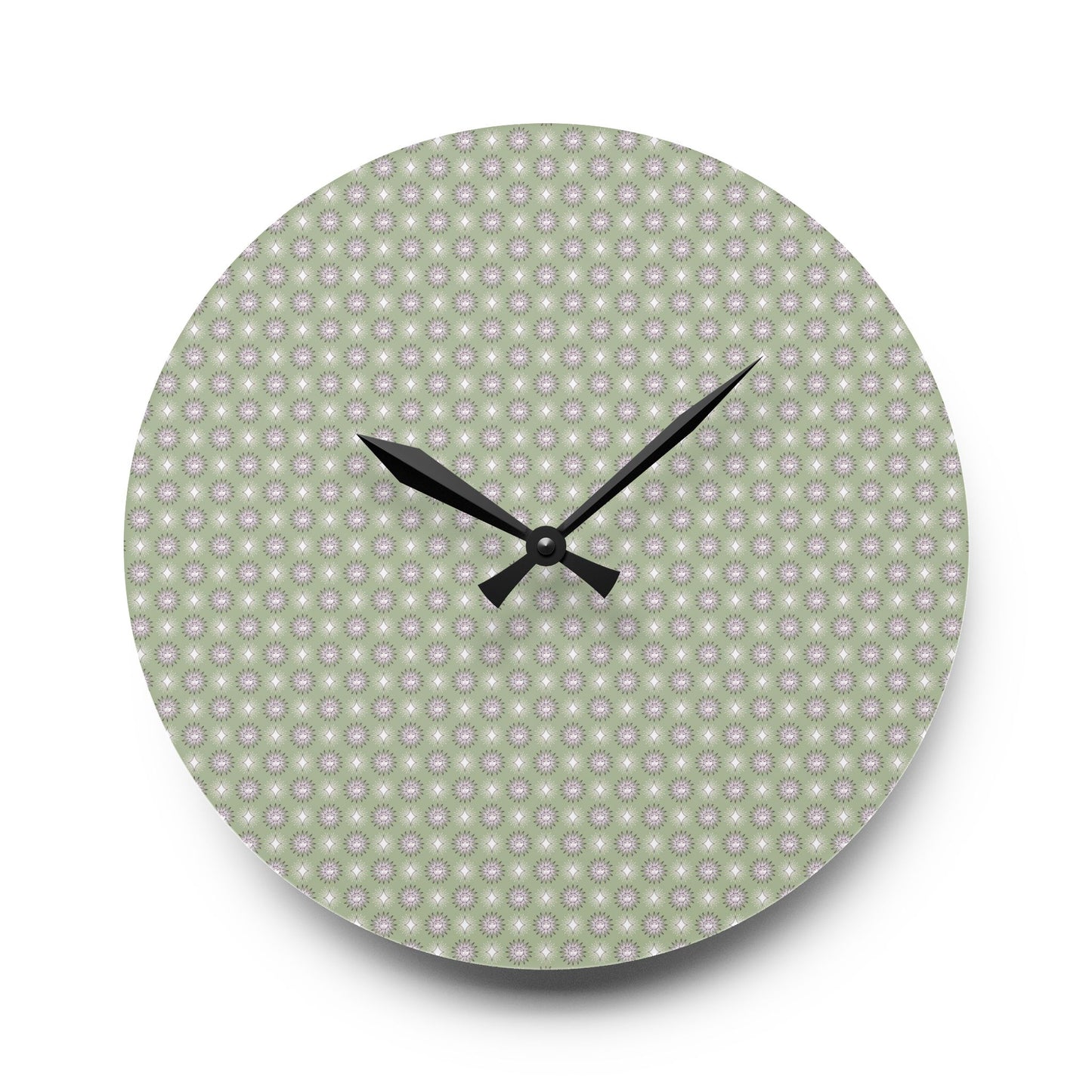 Olive Star-crossed Bodies Acrylic Wall Clock, Round or Square, 10.75" x 10.75"