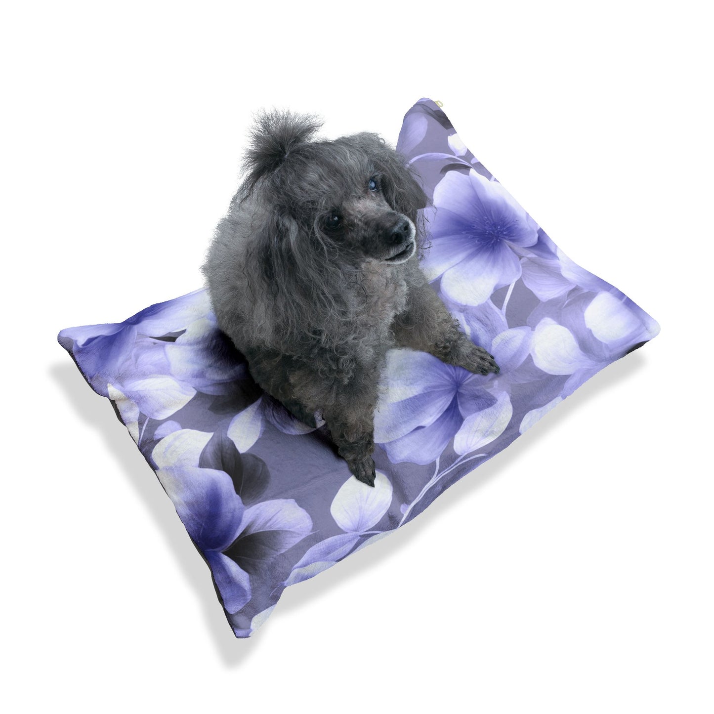 Indigo Blossom Floral Bunch Pet Bed, 28" × 18"