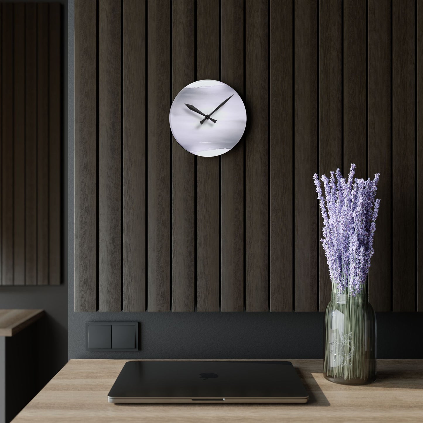 Sephia Sea Dark Fog Acrylic Round Wall Clock, 8" x 8"