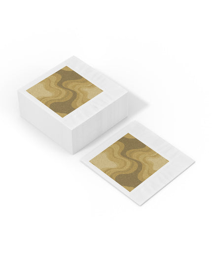 Brown Wavey White Coined Napkins, 6.5" x 6.5"