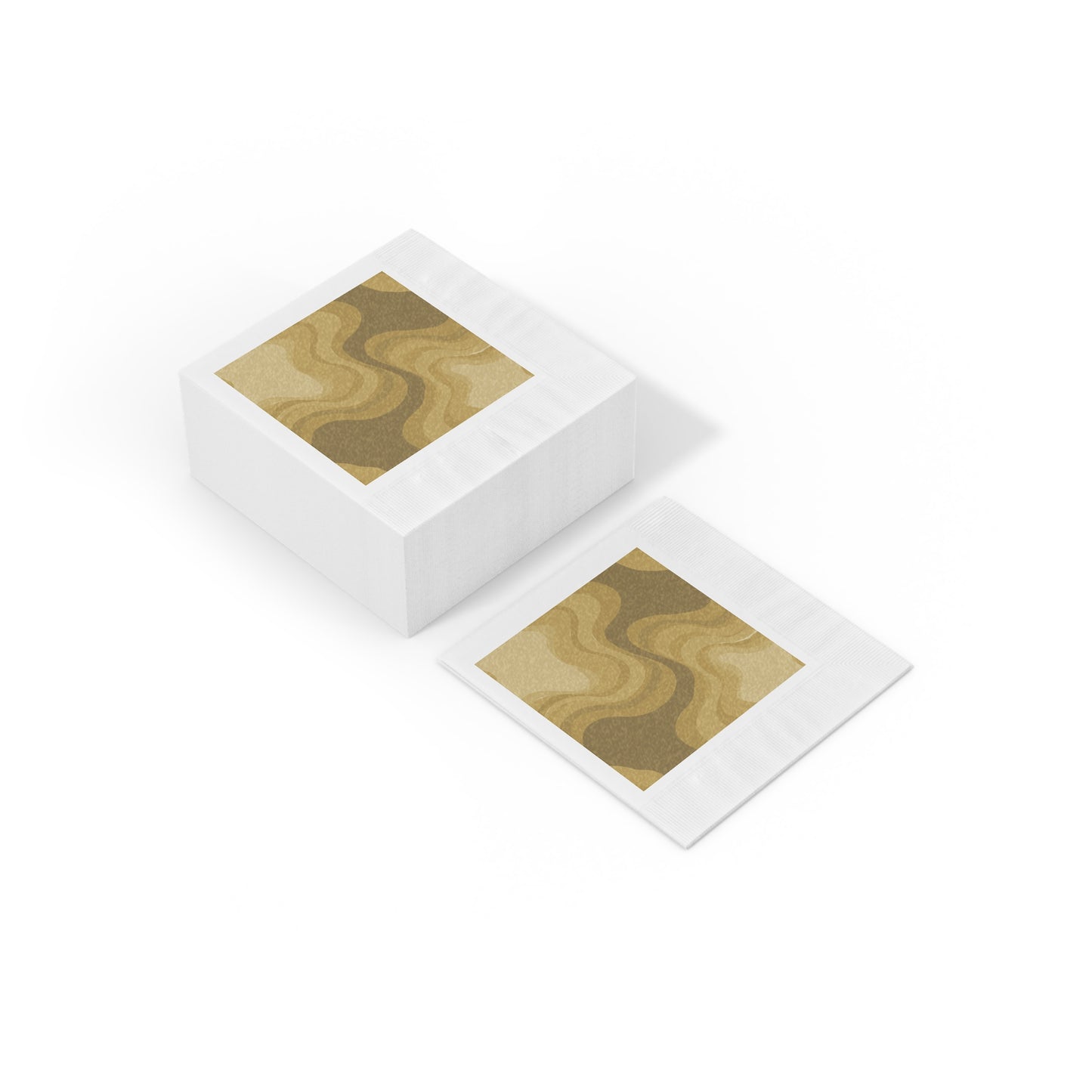 Brown Wavey White Coined Napkins, 6.5" x 6.5"