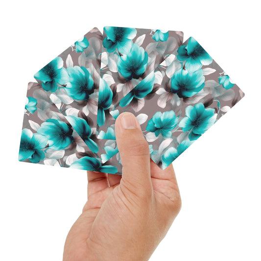 Tif Green Gray Floral Bunch Poker Cards