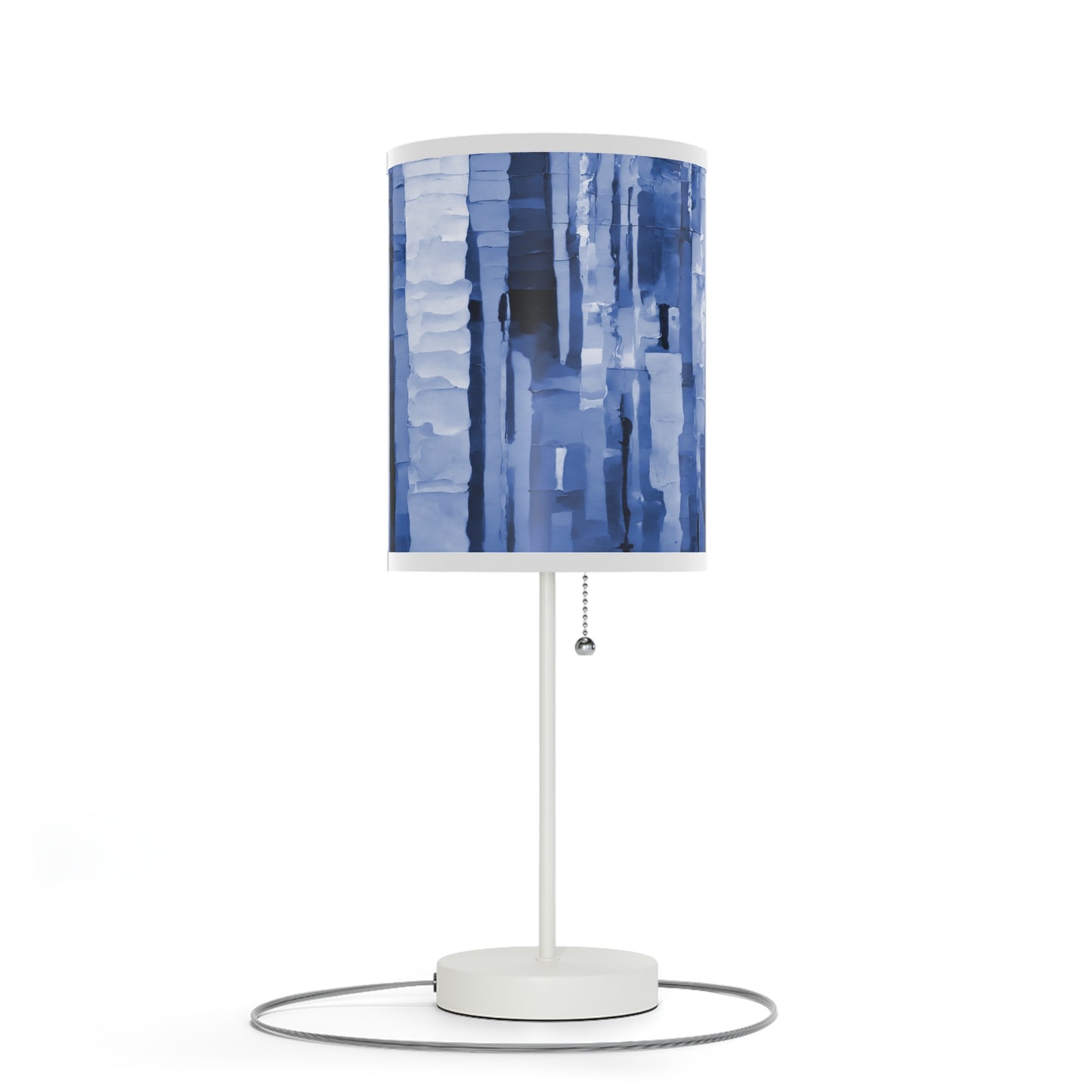 Striped Deep Blue Table Lamp on a White or Silver Stand, US|CA plug