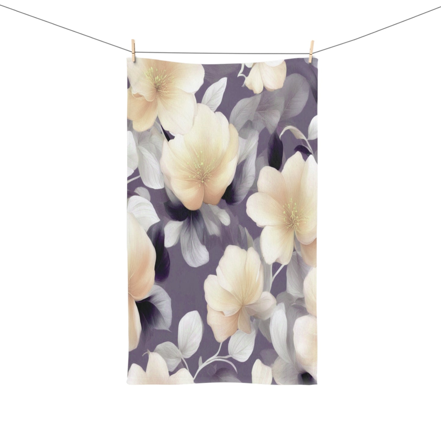 White Blush Floral Bunch Hand Towel, 16" x 28"