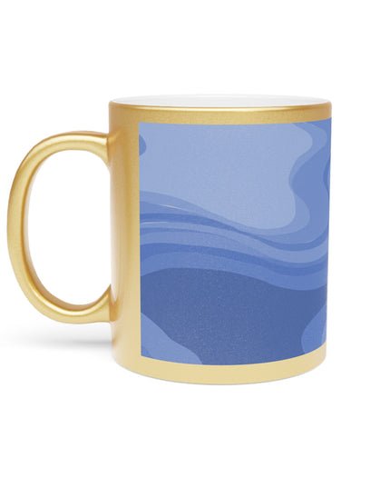 Deep Blue Wavey 11 oz Metallic Mug (Silver\Gold)