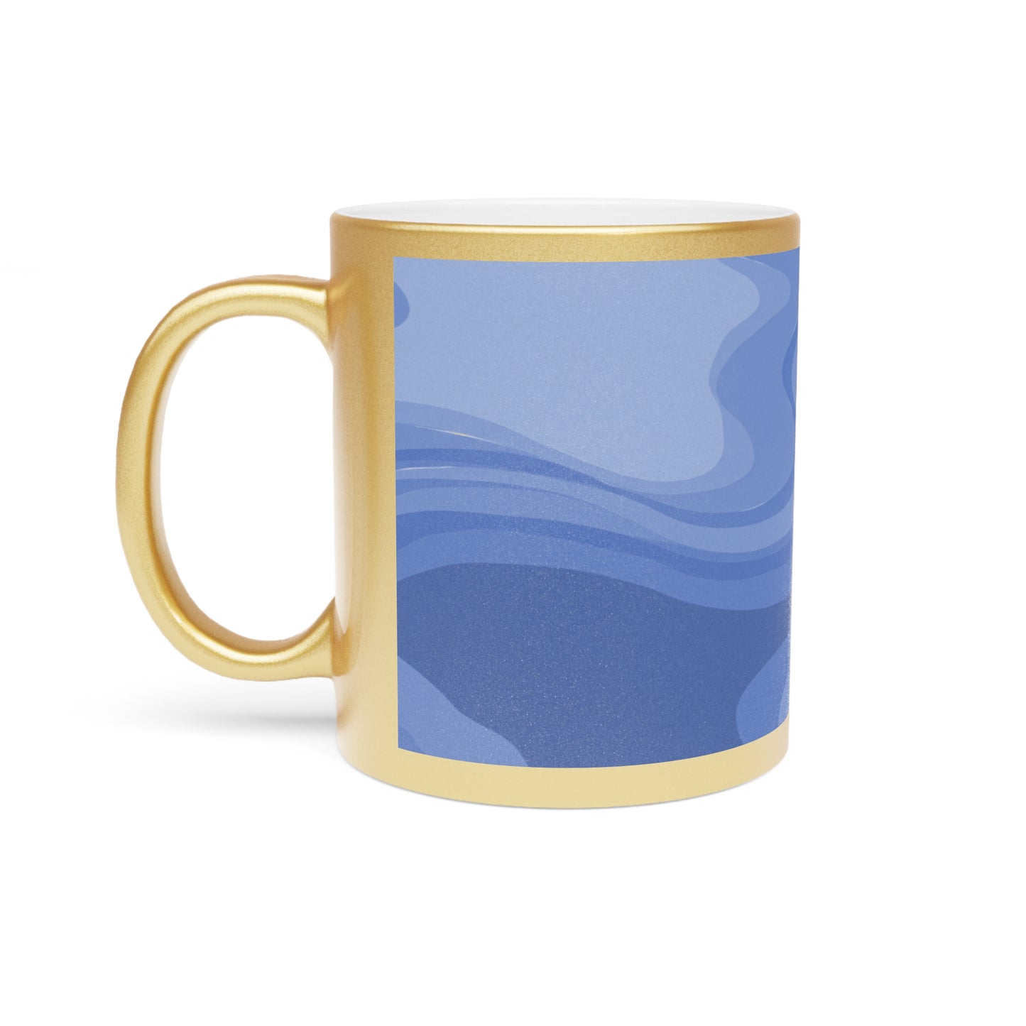 Deep Blue Wavey 11 oz Metallic Mug (Silver\Gold)