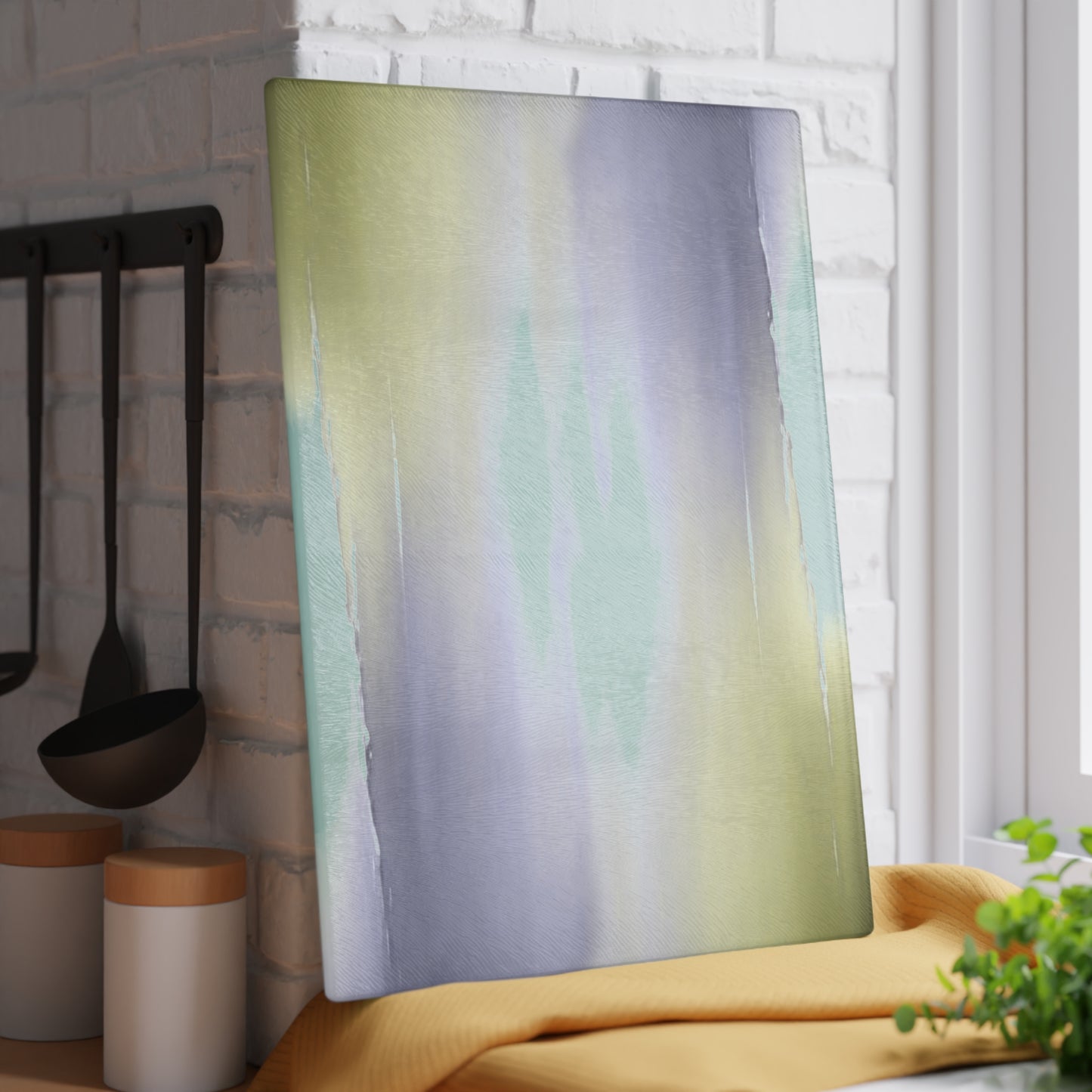 Lavender Sea Golden Fog Glass Cutting Board, 11" x 15"
