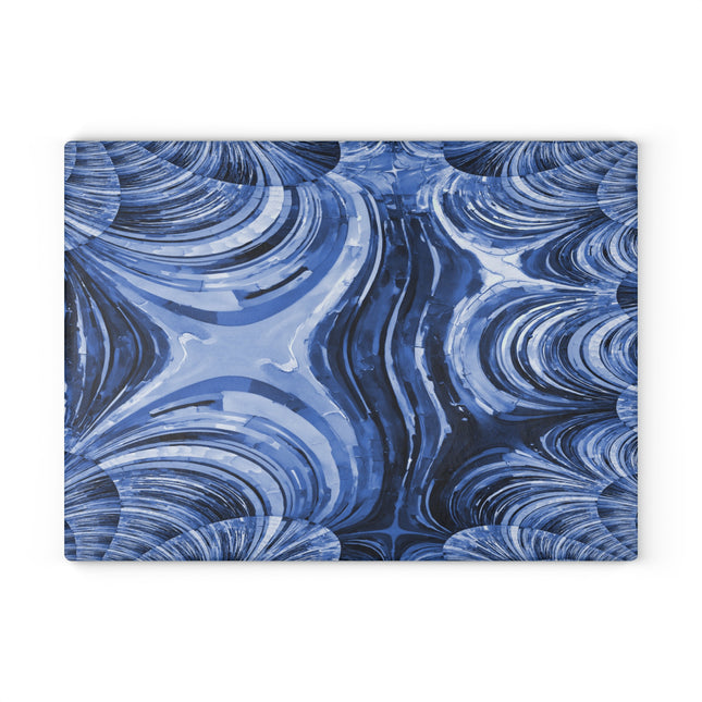 Uzi Spiral Deep Blue 11" x 15" Glass Cutting Board