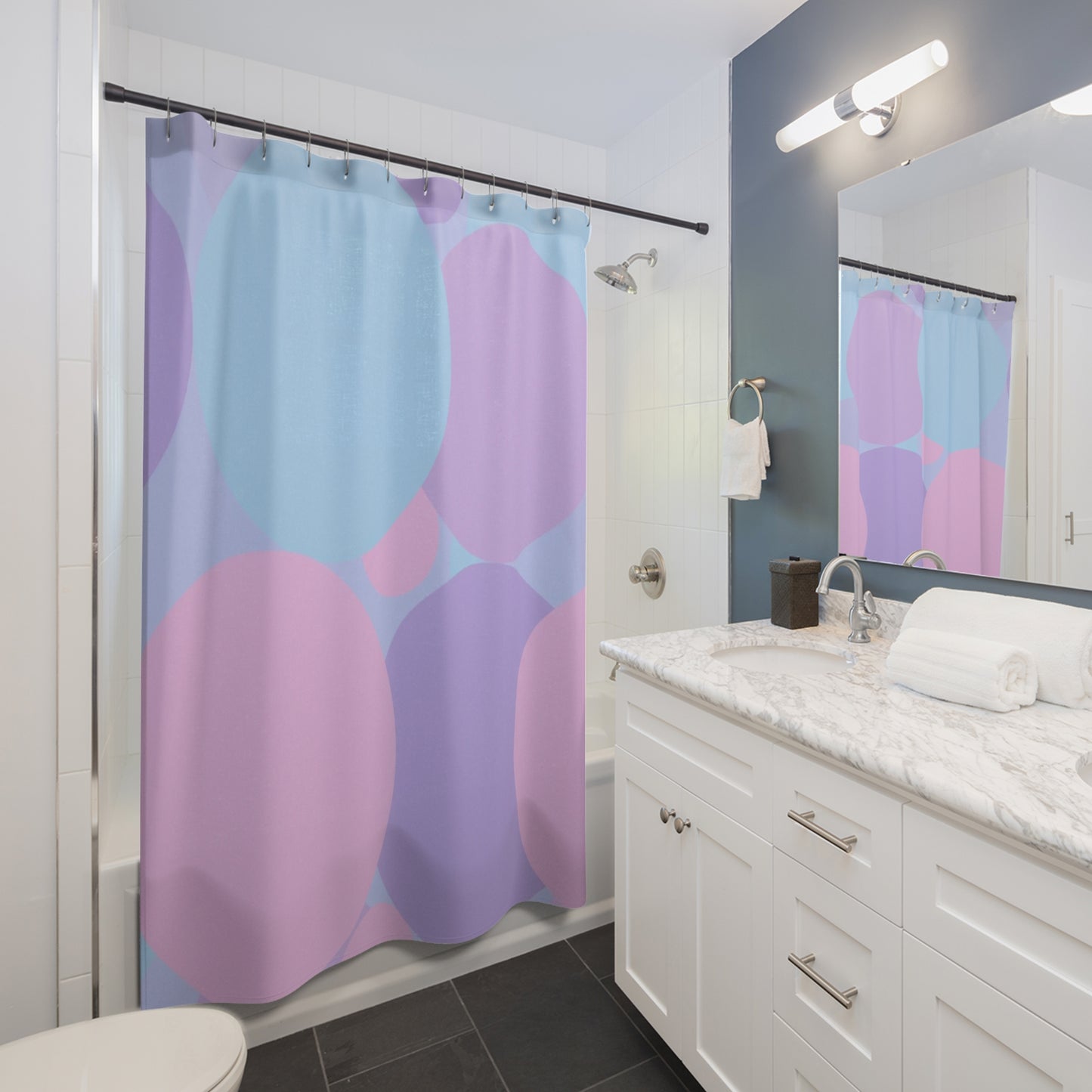 Pastel Purple and Mauve Patches Shower Curtains, 71" x 74"