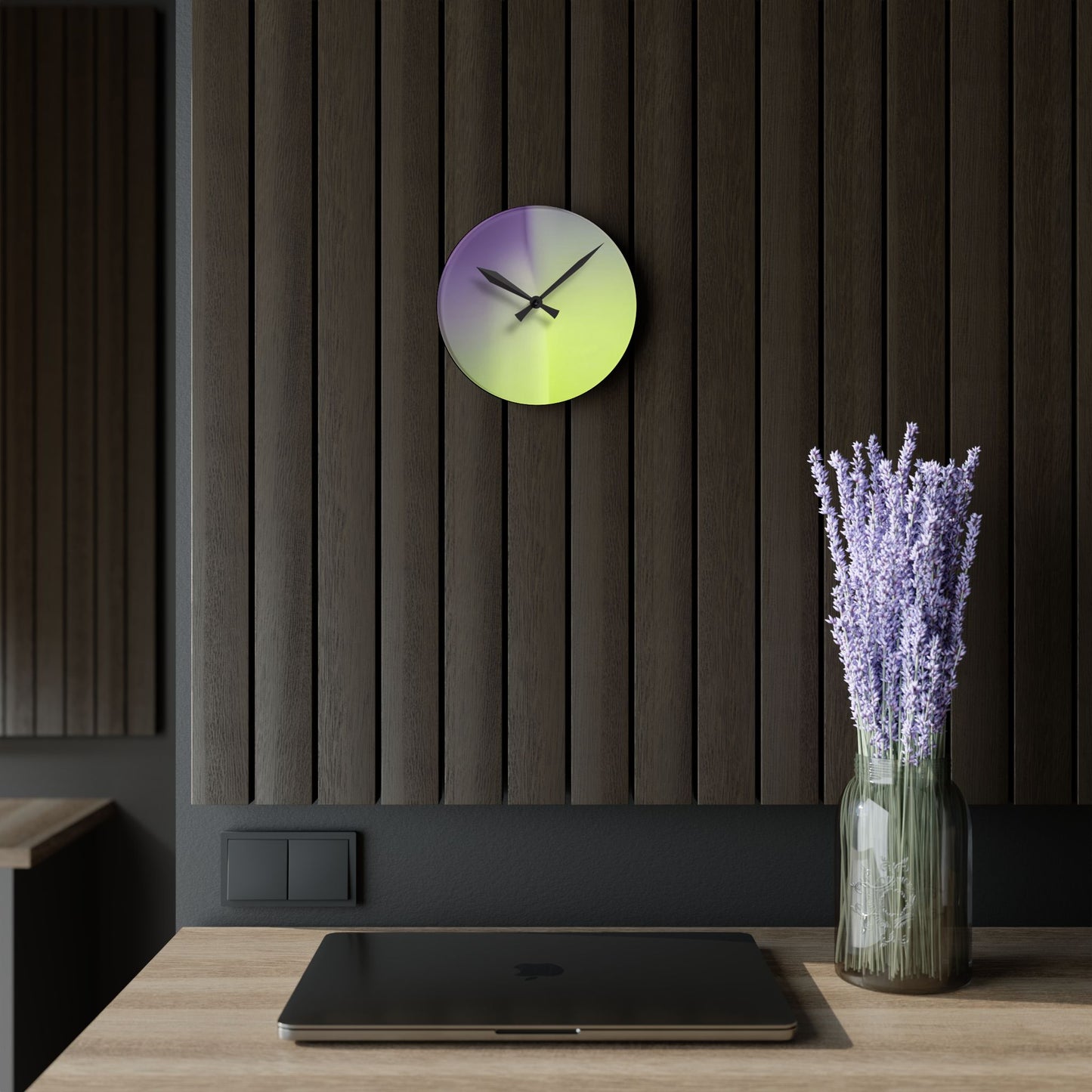 Purple Golden Fade Acrylic Round Wall Clock, 8" x 8"