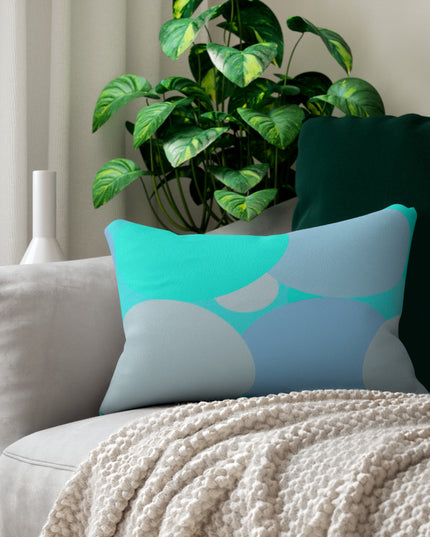 Pastel Tan and Tif Patches Spun Polyester Lumbar Pillow, 20" x 14"