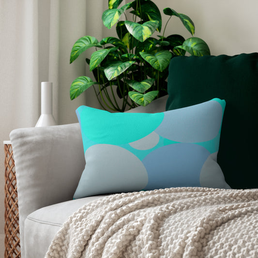 Pastel Tan and Tif Patches Spun Polyester Lumbar Pillow, 20" x 14"