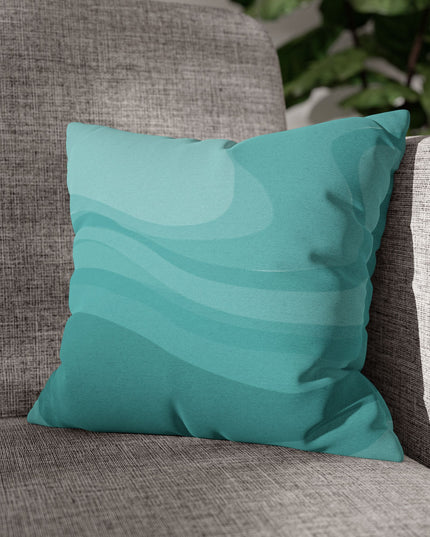 Tif Green Wavey Spun Polyester Square Pillowcase, 14" x 14"