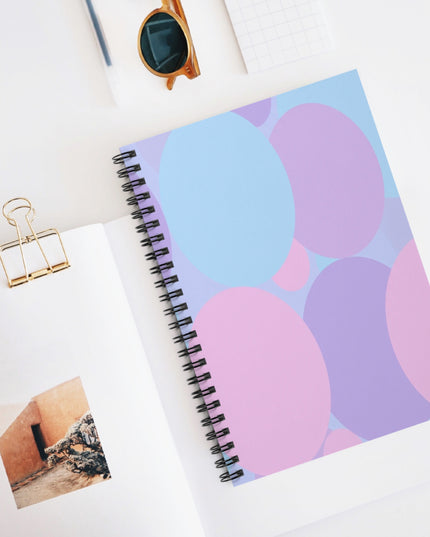 Pastel Purple and Mauve Patches Spiral Notebook - Ruled Line, 6" x 8", 118 pages