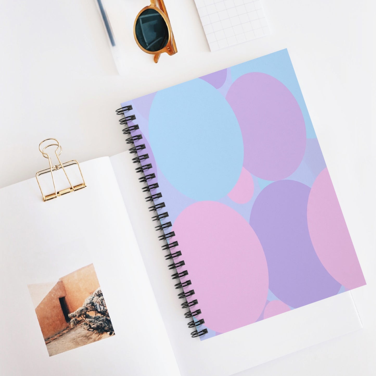 Pastel Purple and Mauve Patches Spiral Notebook - Ruled Line, 6" x 8", 118 pages