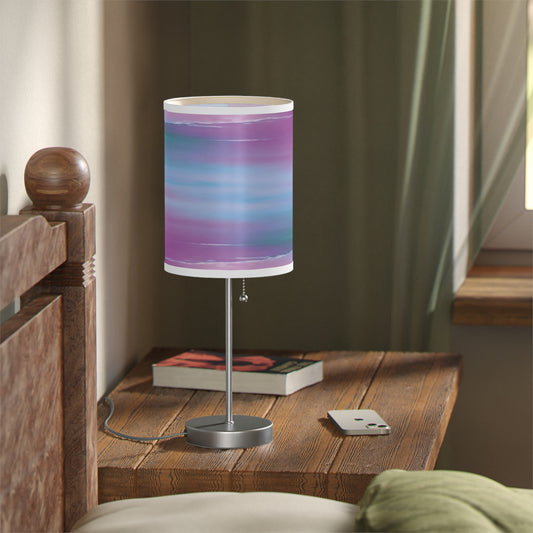 Dark Blue Green Sea Purple Fog Table Lamp on a White or Silver Stand, US|CA plug