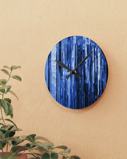 Striped Deep Blue Acrylic Round Wall Clock, 8" x 8"