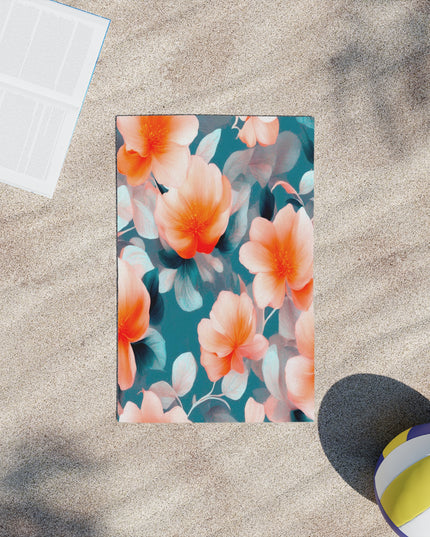 Orange Blossom Floral Bunch Beach Towel, 18" x 27"